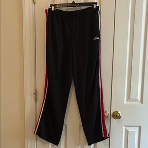 Black Track Pants with Red Stripes